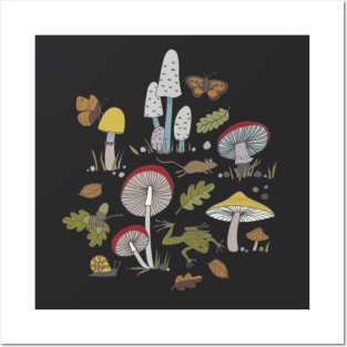 Forest Floor - fun fungus pattern by Cecca Designs Posters and Art